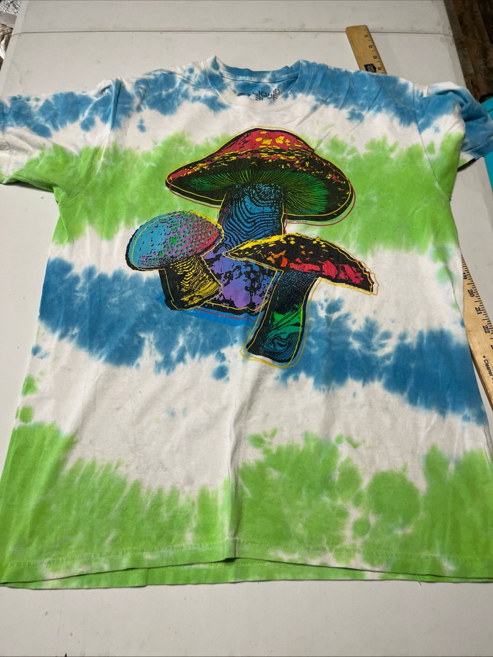 Cool Liquid Blue MUSHROOM Tie Dye Shirt Adult Size Large 2018 Green Blue Dye